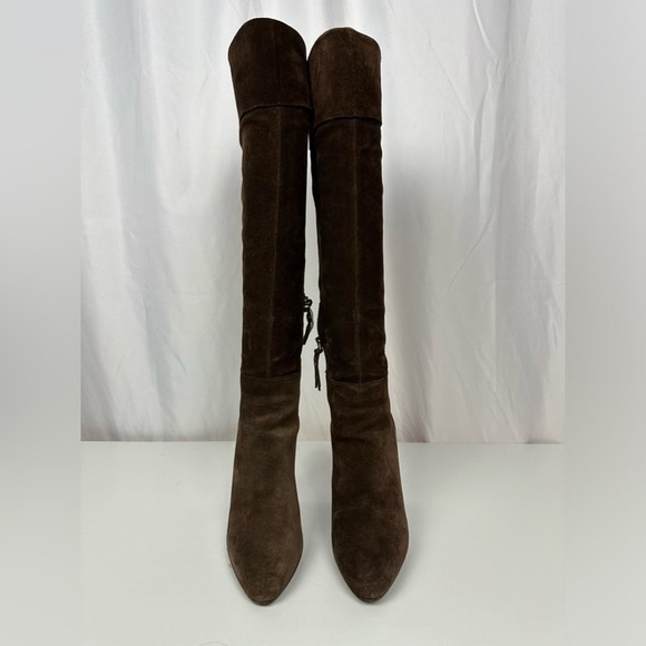 Miu Miu Chocolate Brown Suede Boots Sz 7.5 - Picture 3 of 13